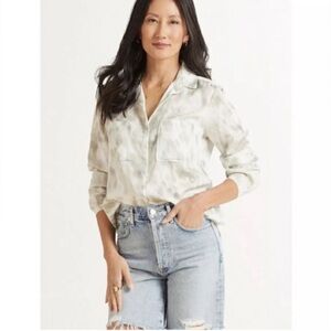 Anthropologie Cloth & Stone Wind Brushed Tie Dye Watercolor Button Down Shirt M